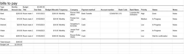 Bills to pay