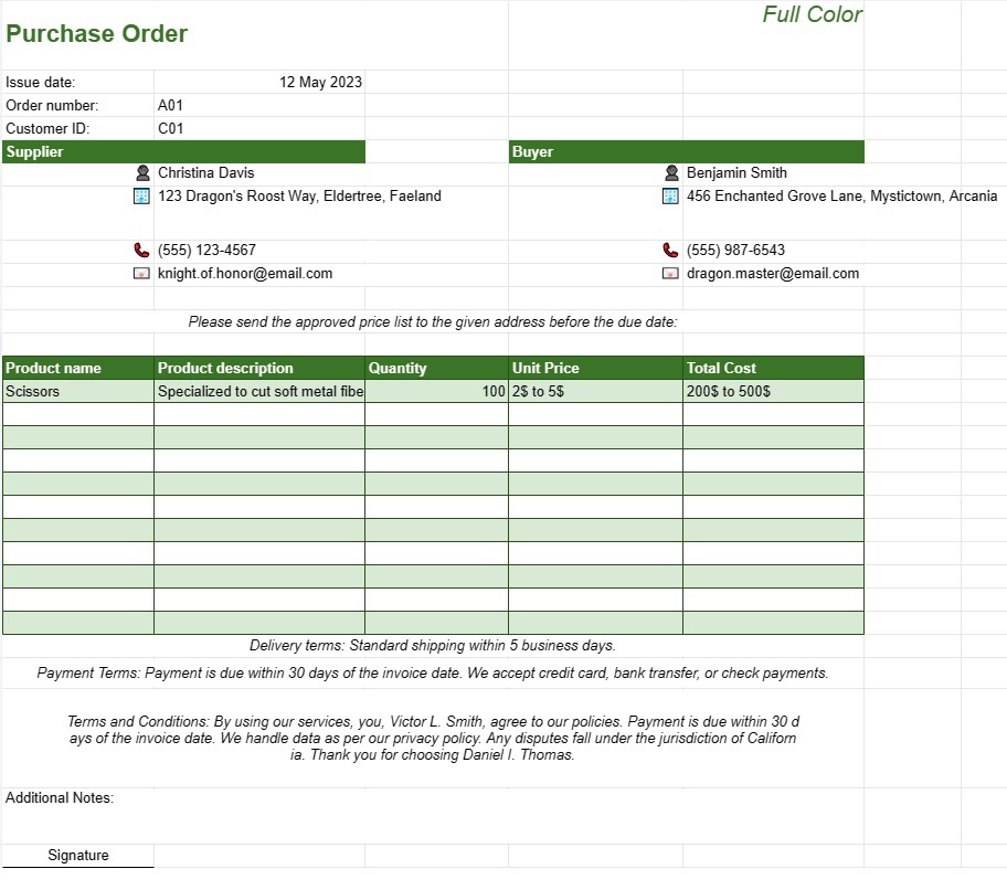 Purchase order